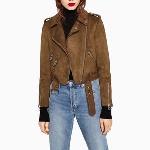 Blogger Favorite Zara Moto Jacket In Dark Green Silver Hardware